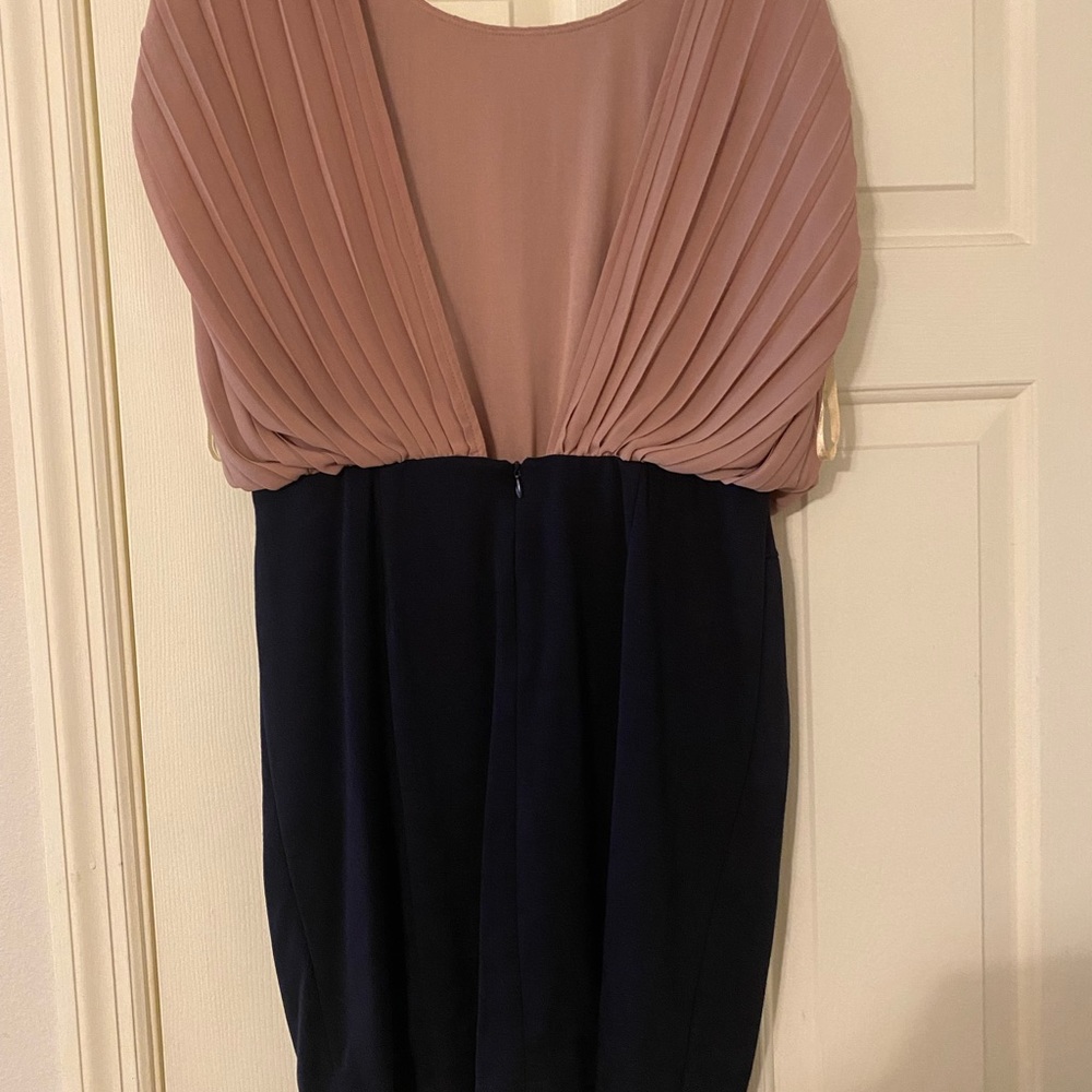 Gianni Bini Peach & Navy Open Back Dress Sz Lg - Picture 2 of 7